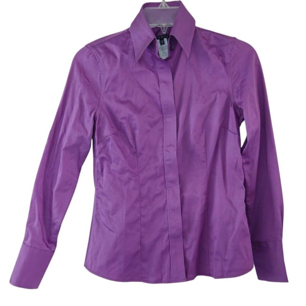 GAP Womens Size  XS Purple Long Sleeve Button Up Fitted Shirt Top